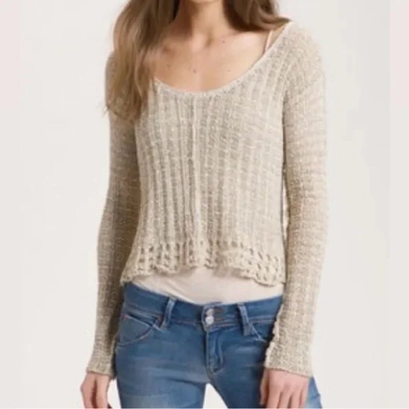 Free People Natal Melange Cropped Knit Sweater - Picture 1 of 9